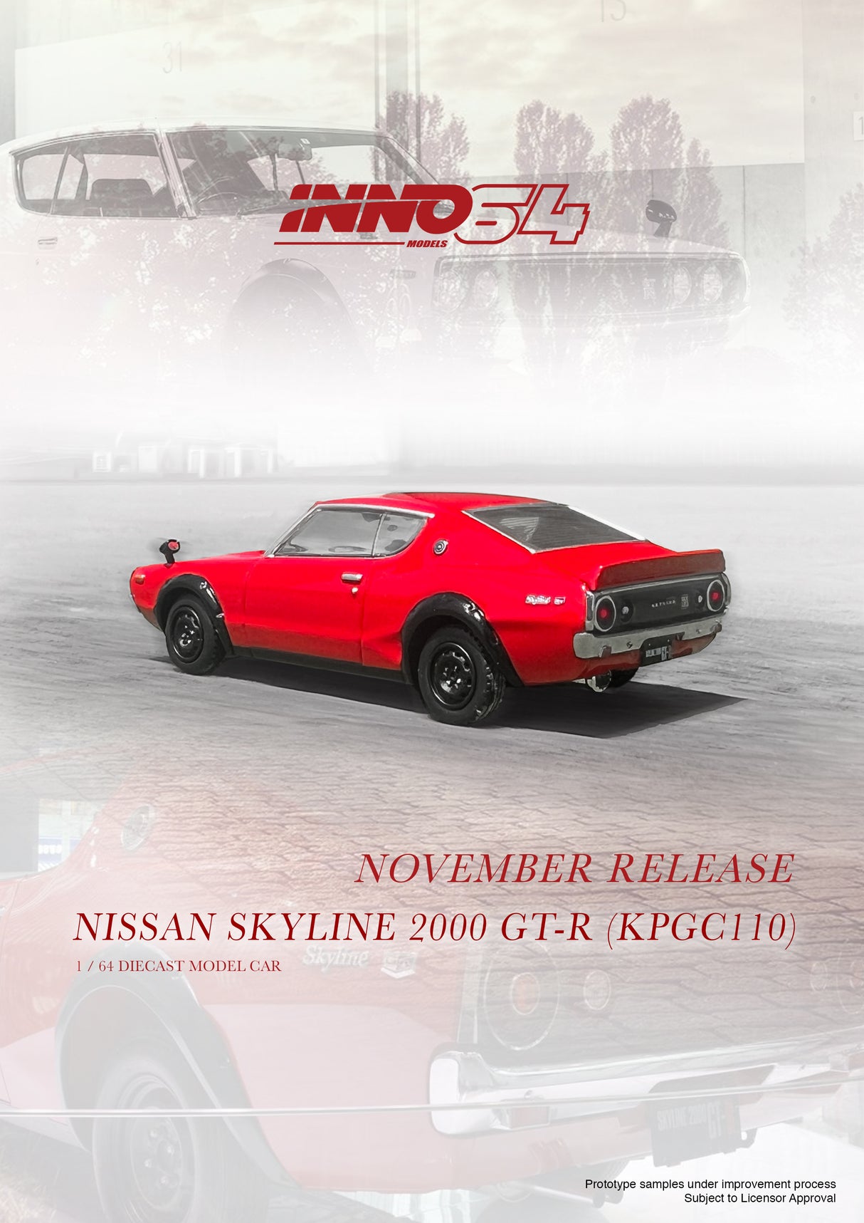 INNO64 1:64 Nissan Skyline 2000GT-R (KPGC110) in Red