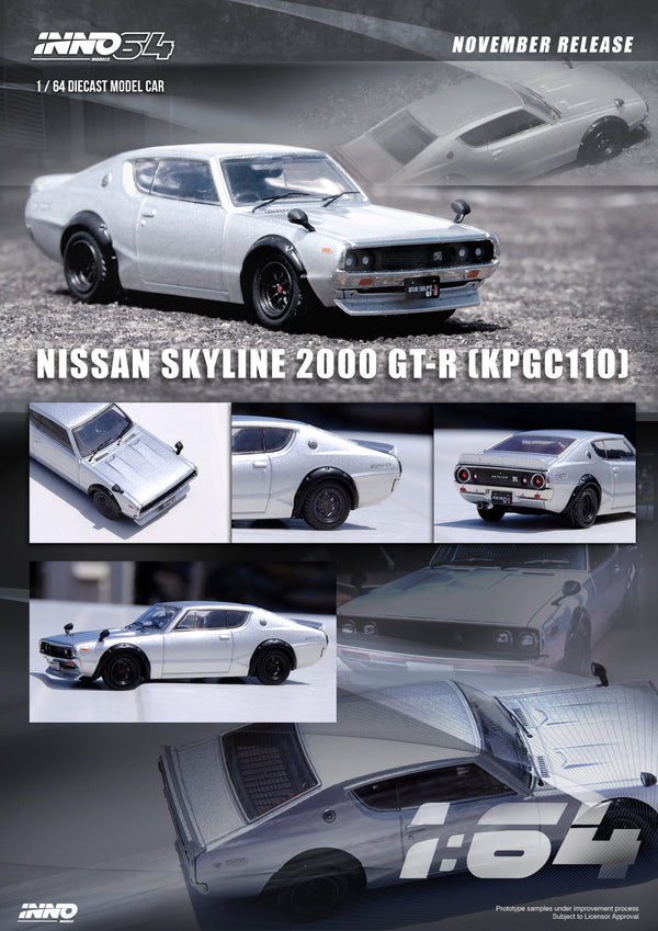 INNO64 1:64 Nissan Skyline 2000GT-R (KPGC110) in Silver