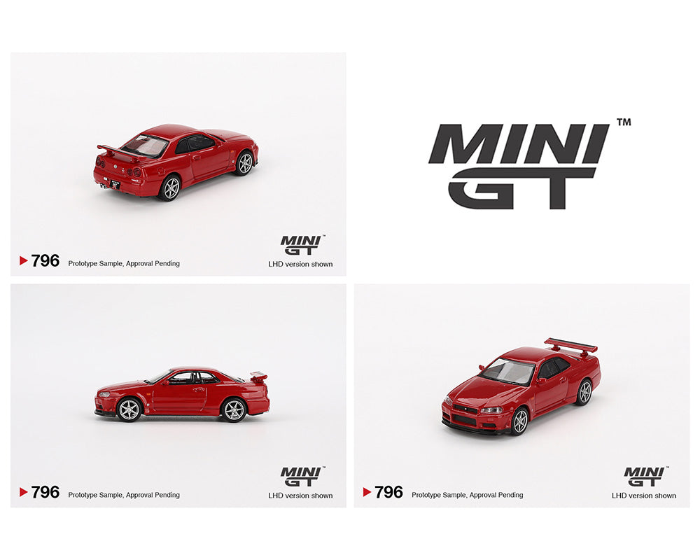 MINI GT 1:64 Nissan Skyline GT-R (R34)  V-Spec Active Red