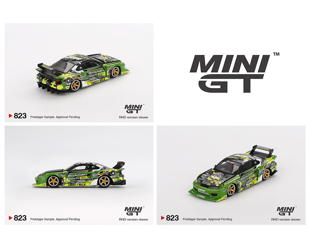 *PREORDER* MINI GT 1:64 Nissan Silvia (S15) LB-Super Silhouette #555 V2 2024 Formula Drift Japan in Green