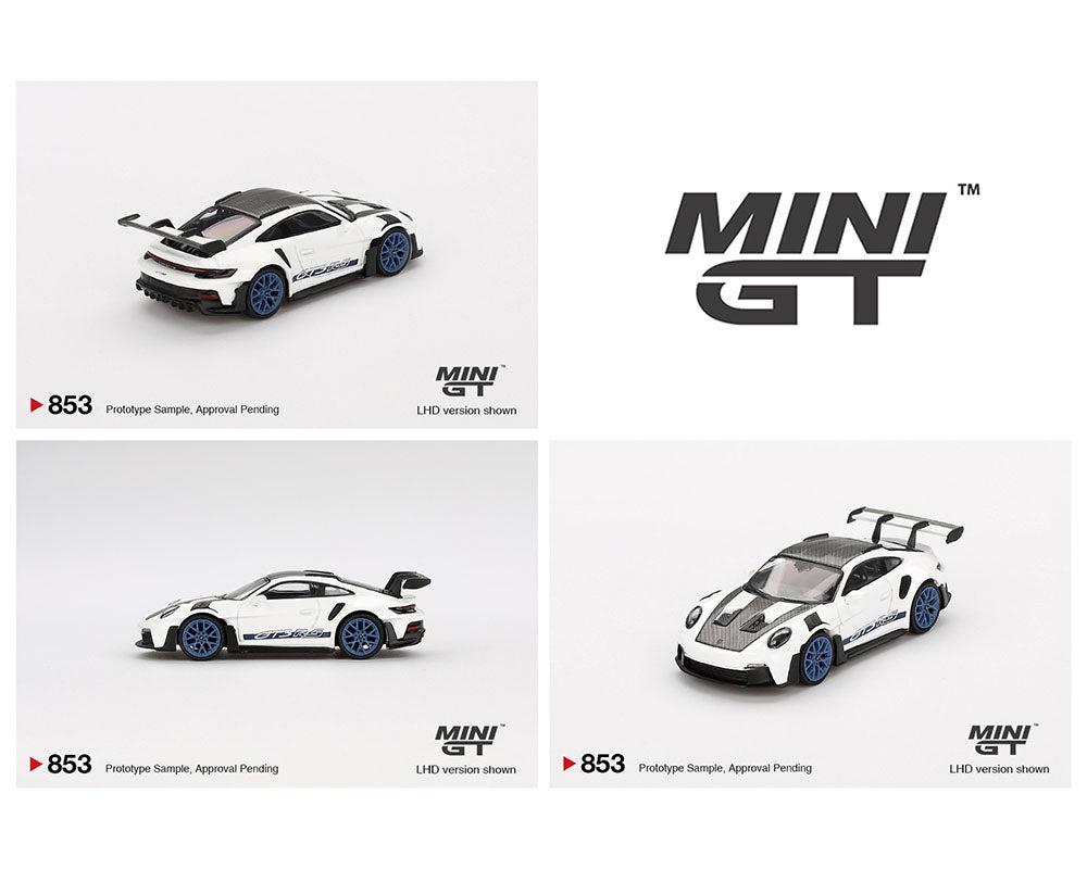 *PREORDER* MINIGT 1:64 Porsche 911 (992) GT3 RS Weissach Package in White with Indigo Blue