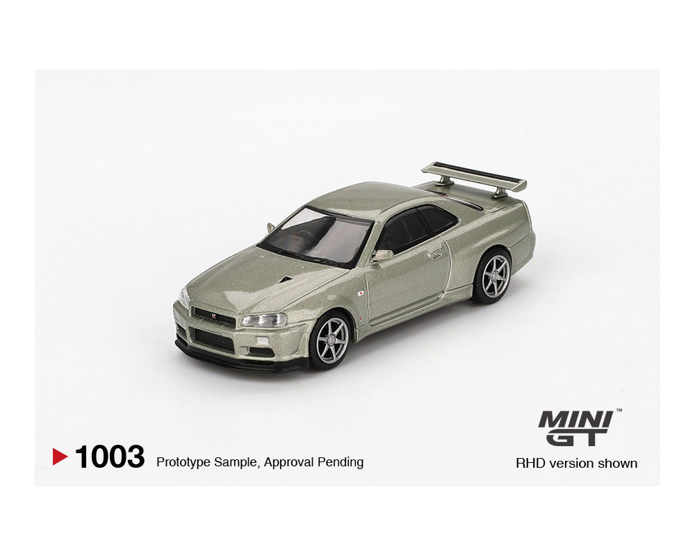 *PREORDER* MINI GT 1:64  Nissan Skyline GT-R (R34) V-Spec II Nür in Millennium Jade