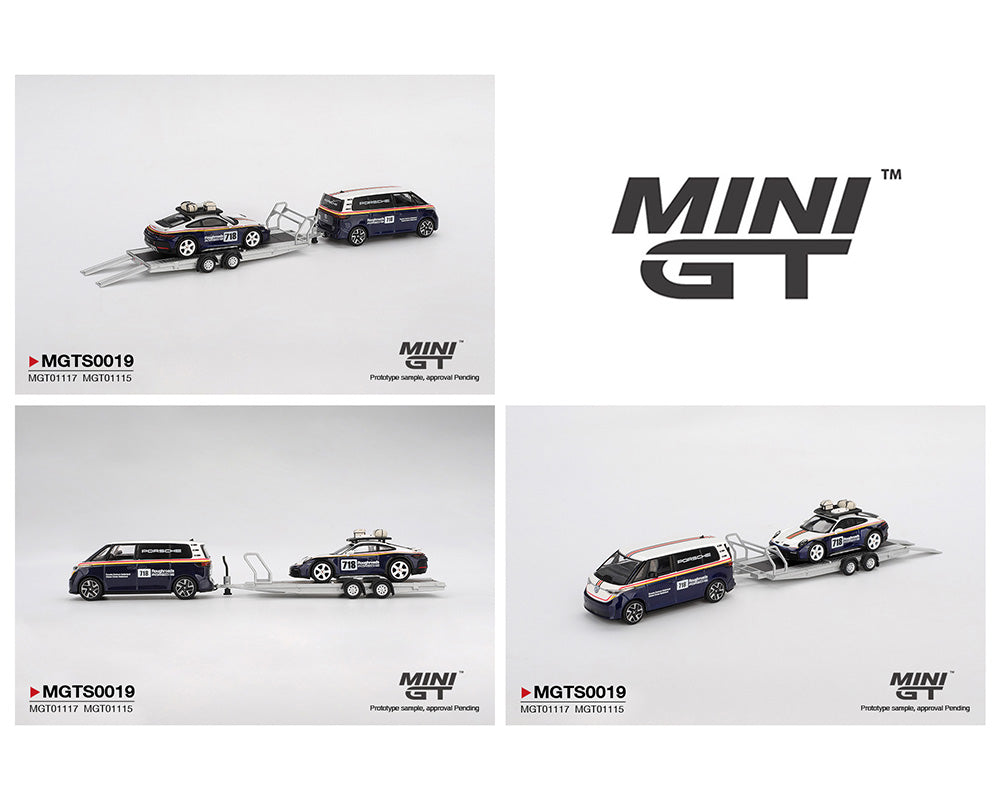 *PREORDER*MINIGT 1:64 Porsche 911 Dakar #718 / Volkswagen ID. Buzz Porsche Centrum Gelderland Roughroads Set