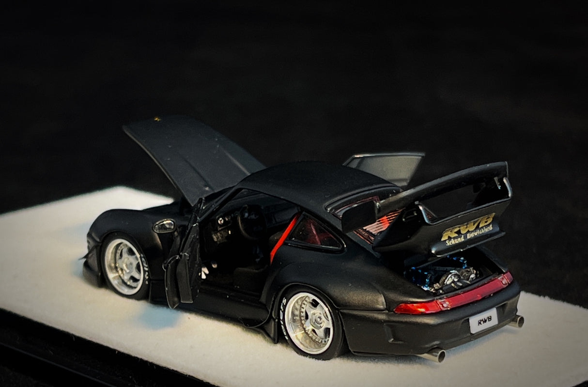 PGM 1:64 Porsche 993 RWB in Matte Black Regular Version