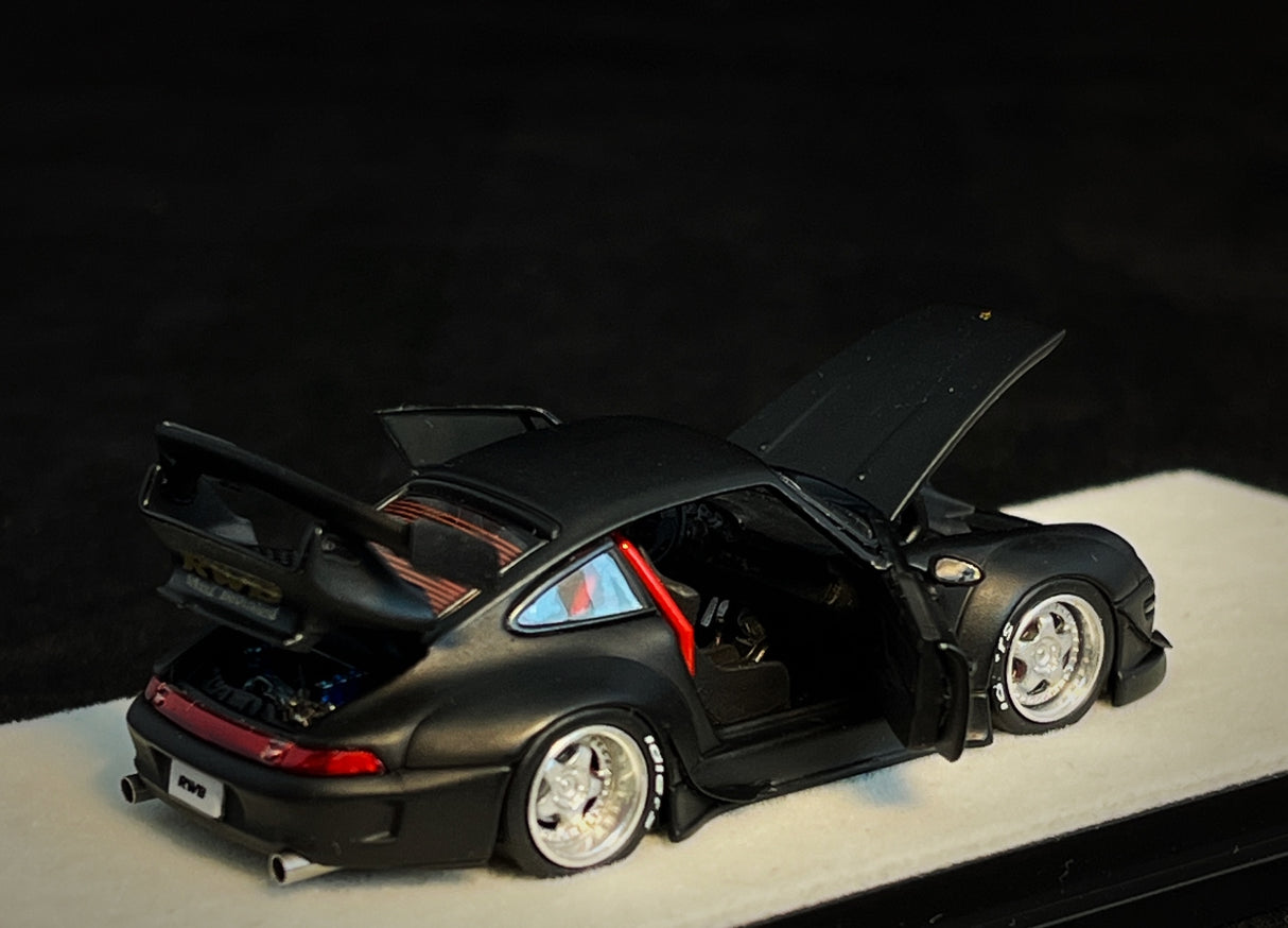 PGM 1:64 Porsche 993 RWB in Matte Black Regular Version