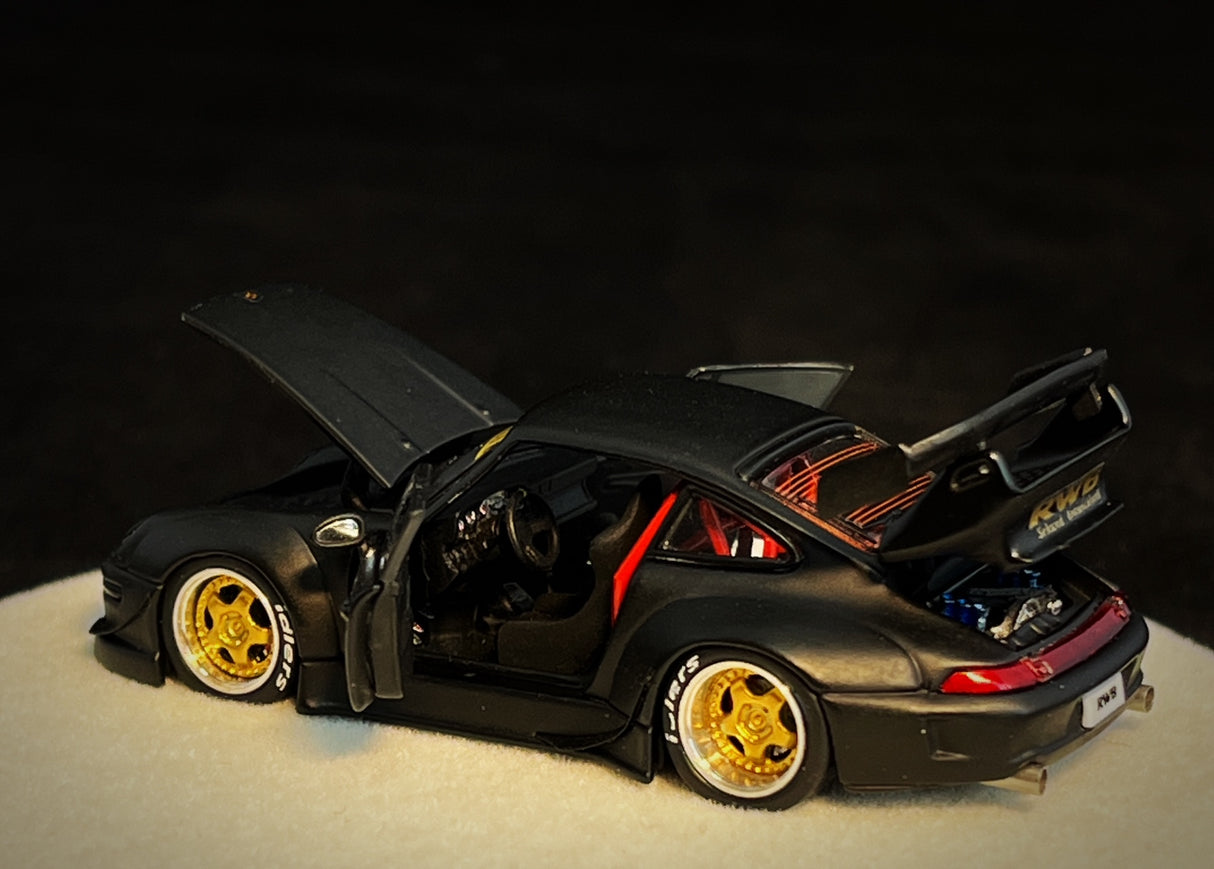 PGM 1:64 Porsche 993 RWB in Matte Black Luxury Version