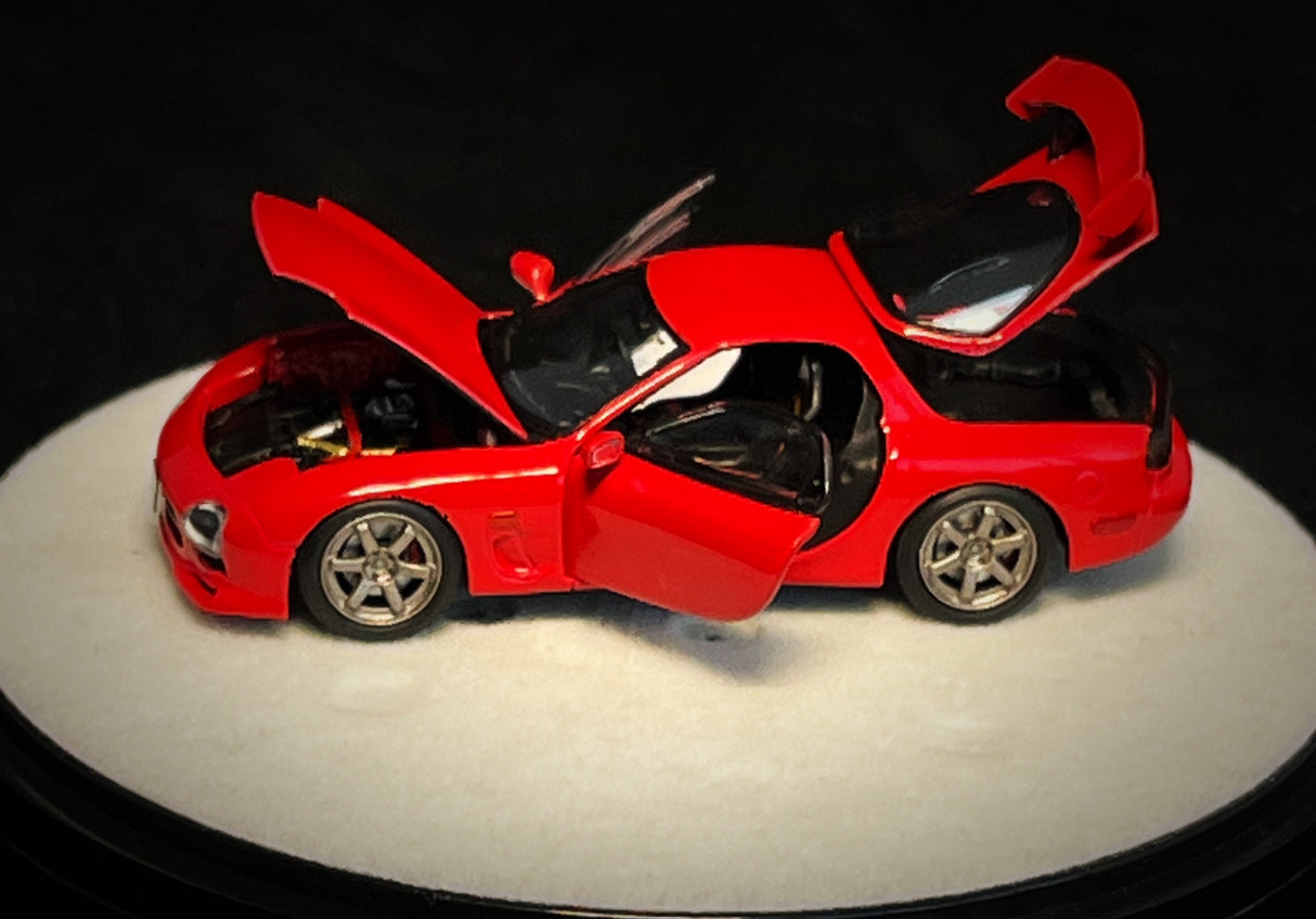 PGM Models 1:64 Mazda RX-7 (FD3S) in Red Luxury Round Base Version