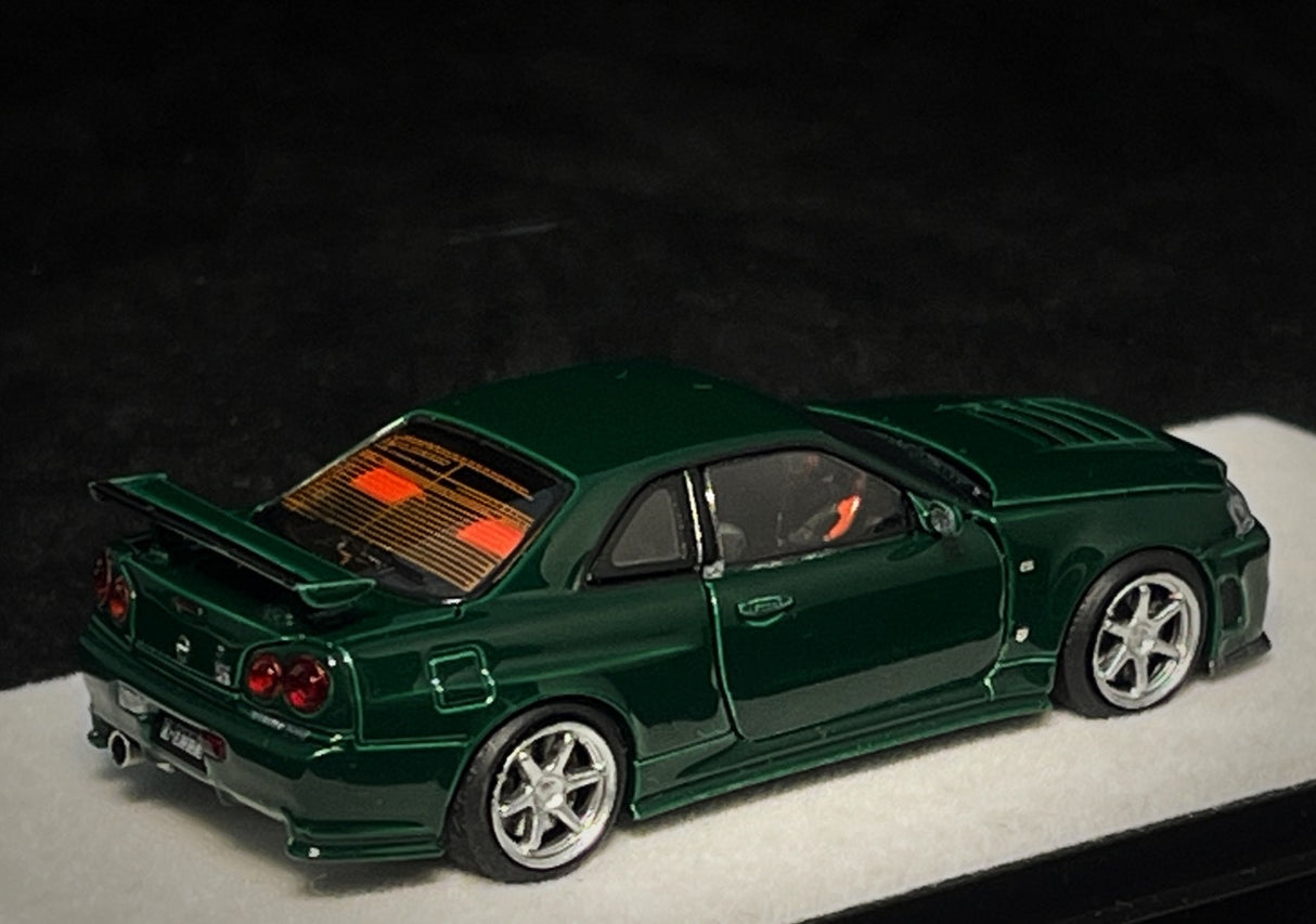 PGM 1:64 Nissan Skyline GT-R (R34) in British Green Regular Version