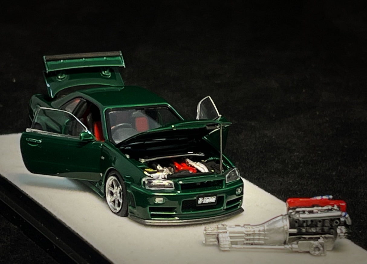 PGM 1:64 Nissan Skyline GT-R (R34) in British Green Regular Version