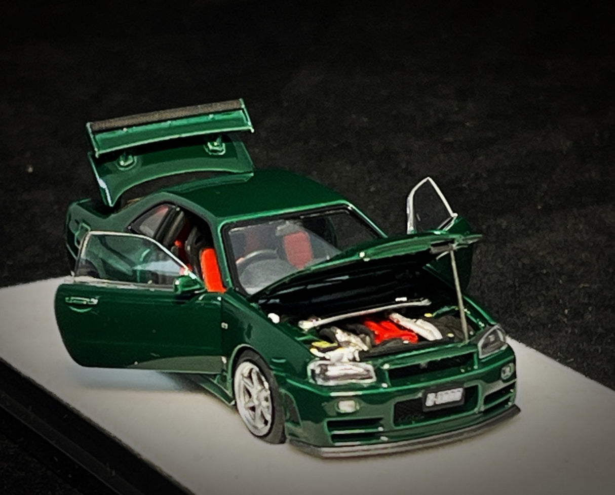 PGM 1:64 Nissan Skyline GT-R (R34) in British Green Regular Version