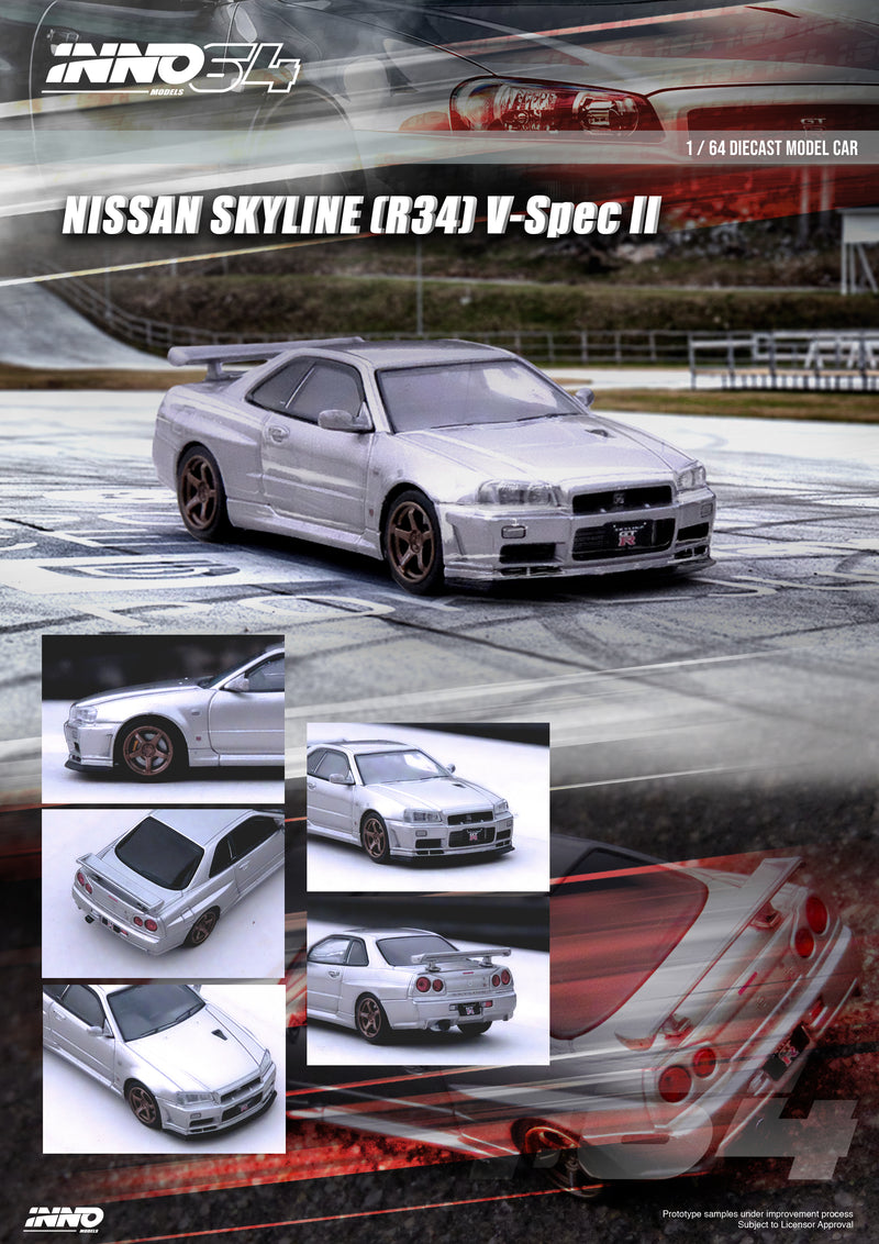 INNO64 1/64 Nissan Skyline GT-R (R34) V-Spec II in Silver