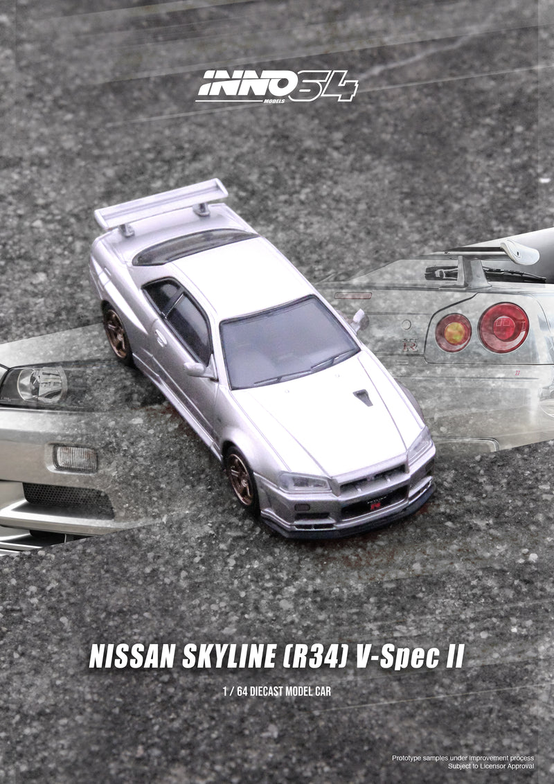 INNO64 1/64 Nissan Skyline GT-R (R34) V-Spec II in Silver