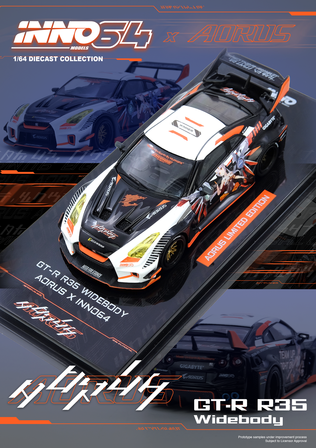 *PREORDER* INNO64 1:64 Nissan GT-R R35 WIDEBODY AORUS X INNO64 Limited Edition