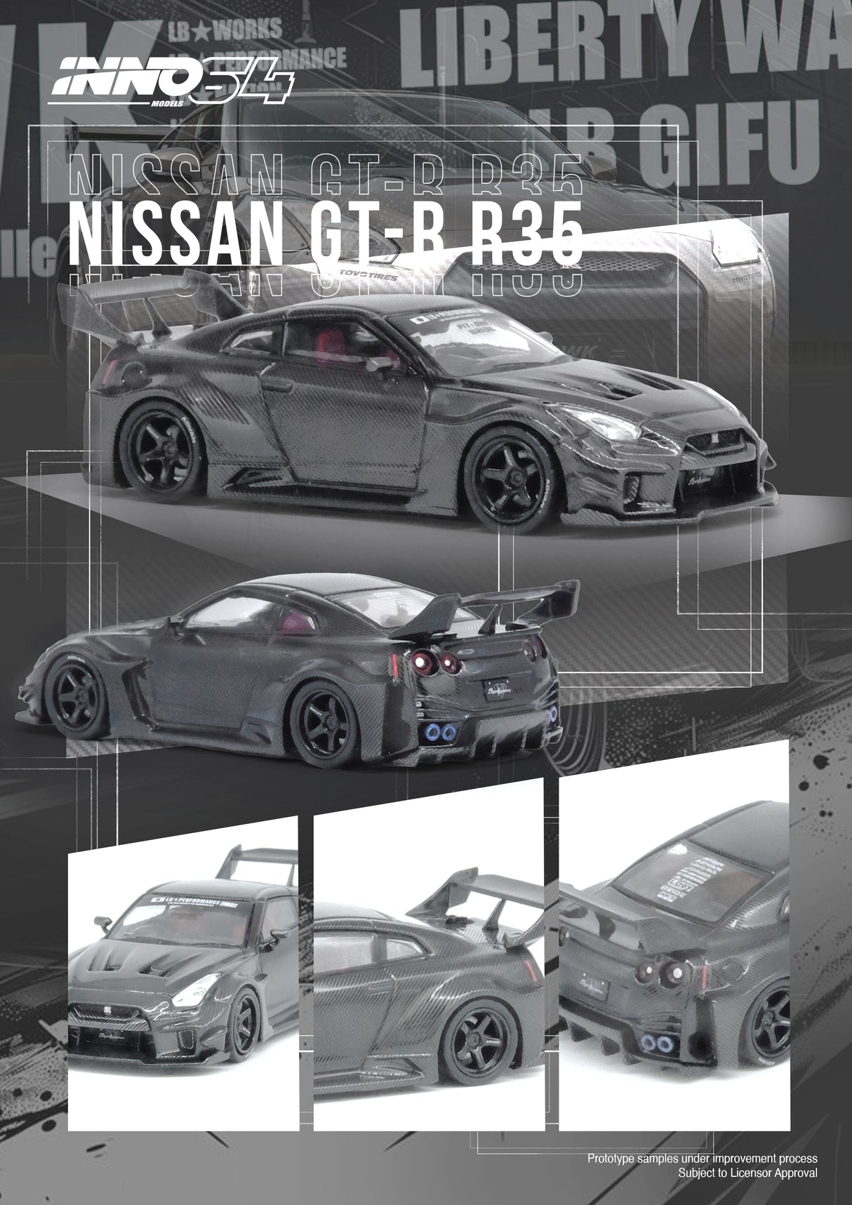 INNO64 1:64 Nissan GT-R (R35) LBWK Super Silhouette 35GT-RR in Full Carbon