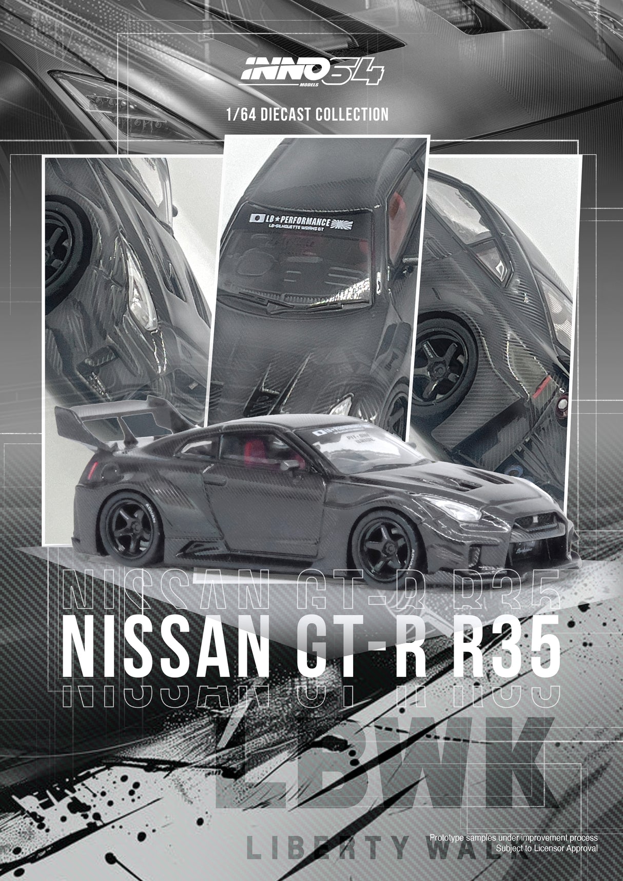 INNO64 1:64 Nissan GT-R (R35) LBWK Super Silhouette 35GT-RR in Full Carbon