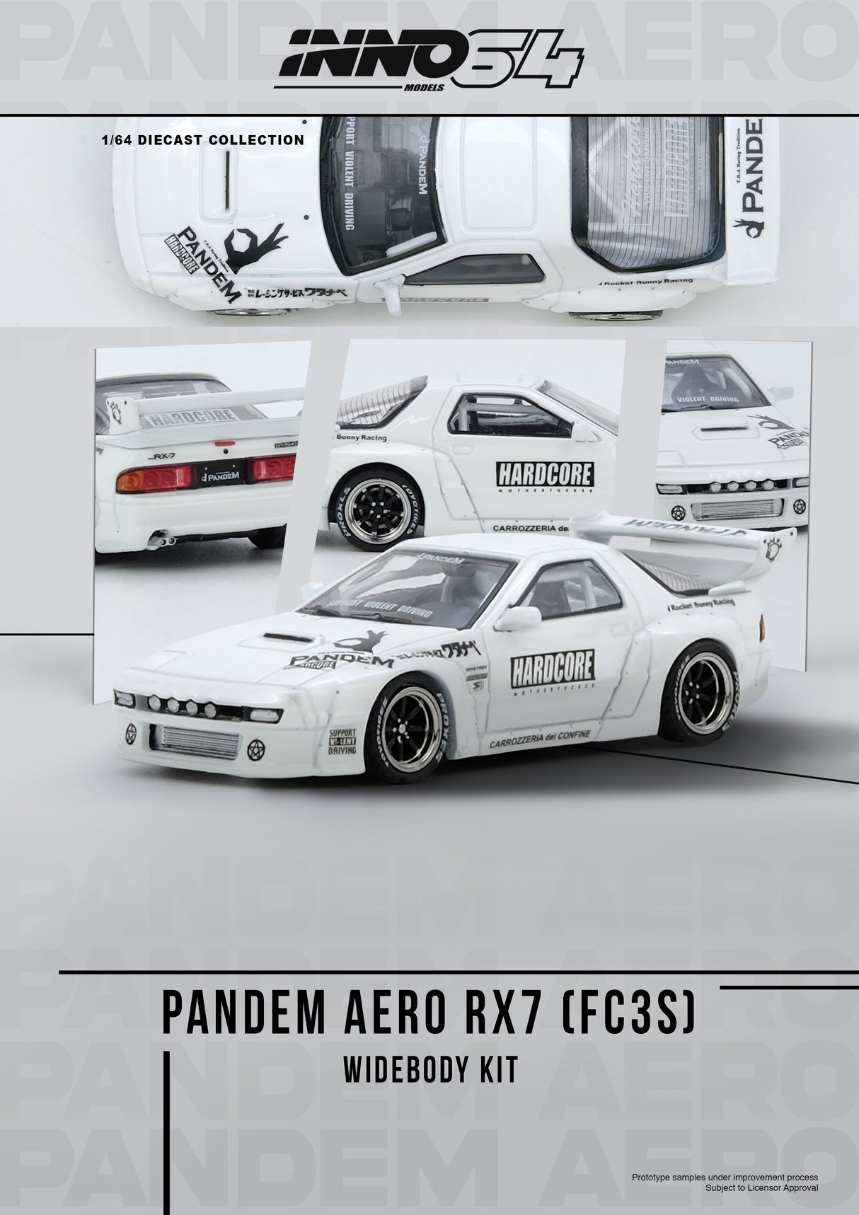 *PREORDER* INNO64 1:64 Mazda RX-7 (FC3S) "PANDEM" in White