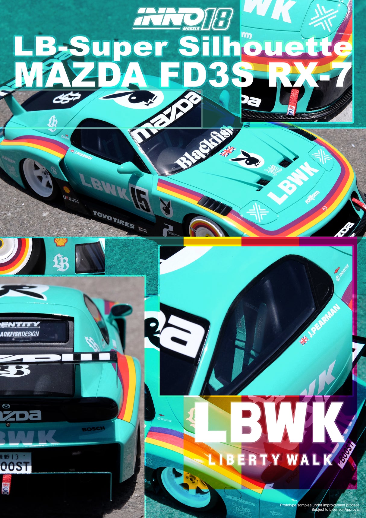 INNO Models 1/18 Mazda RX-7 (FD3S) Super Silhouette LBWK in Green