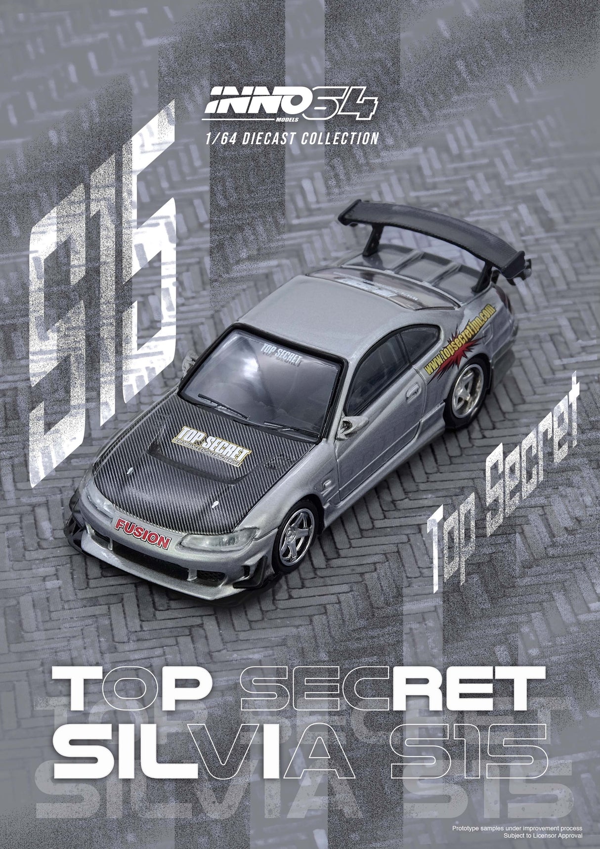 *PREORDER* INNO64 1:64 Nissan Silvia (S15) TOP SECRET in Silver