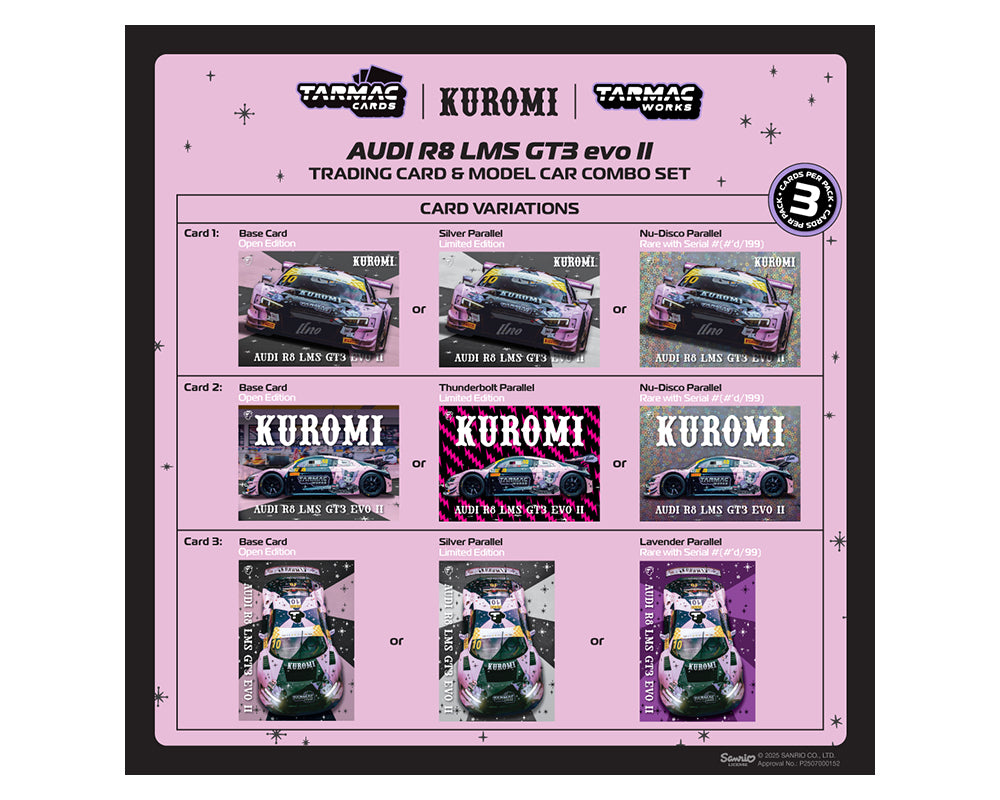 *PREORDER* Tarmac Works 1:64 Audi R8 LMS GT3 evo II Kuromi – Uno Racing Macau GT Cup – FIA GT World Cup 2024 – Adderly Fong – Hobby64 & Tarmac Cards