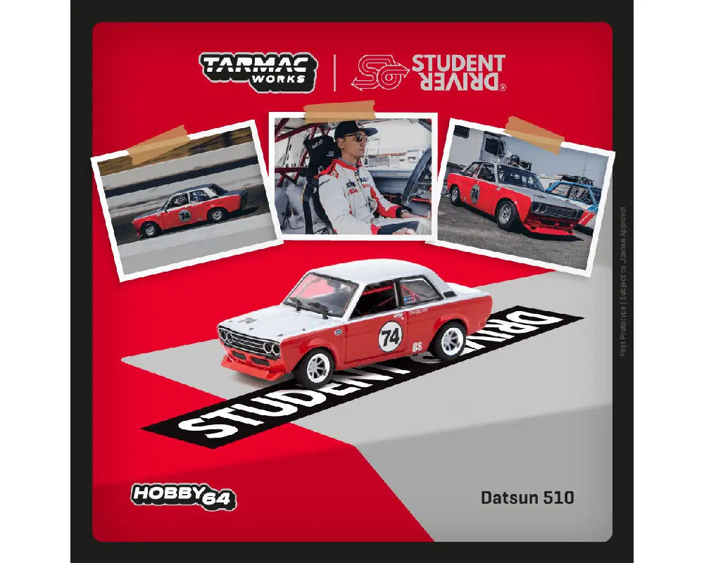 Tarmac Works 1:64 Student Driver Datsun 510 Trans-Am B-Sedan 2.5 Challenge 2023 Daniel Wu