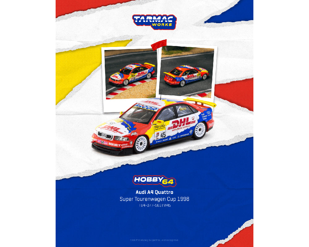*PREORDER* Tarmac Works 1:64 Audi A4 Quattro Super Tourenwagen Cup 1998 Frank Biela
