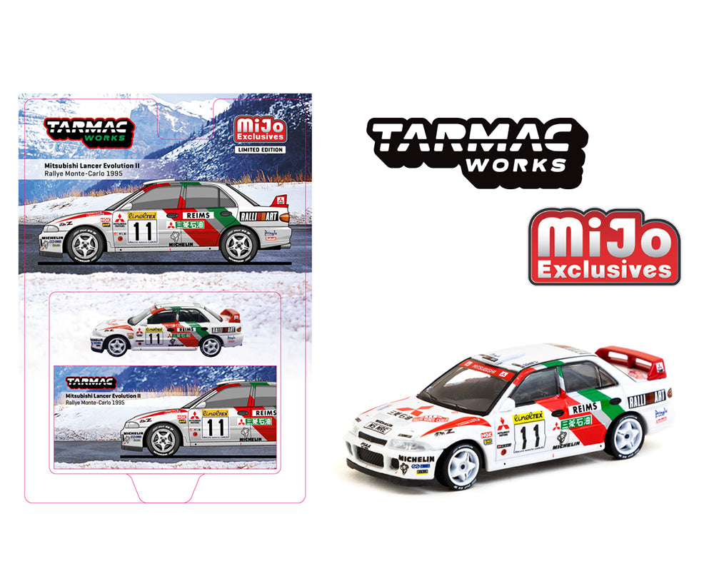 Tarmac Works 1:64 Mitsubishi Lancer GSR Evolution II Rallye Monte-Carlo 1995T. Mäkinen / S. Harjanne