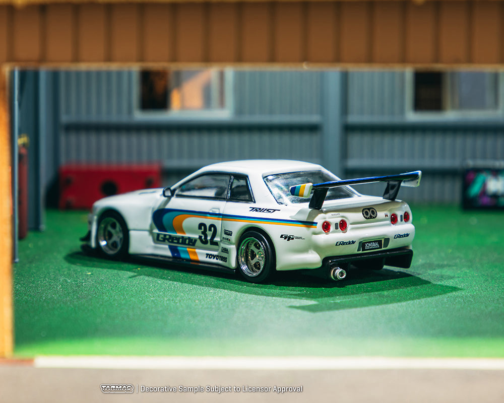 *PREORDER* Tarmac Works 1:64 Nissan Skyline GT-R (R32) Widebody Jonsibal Designworks & Greddy Special Limited Edition in White