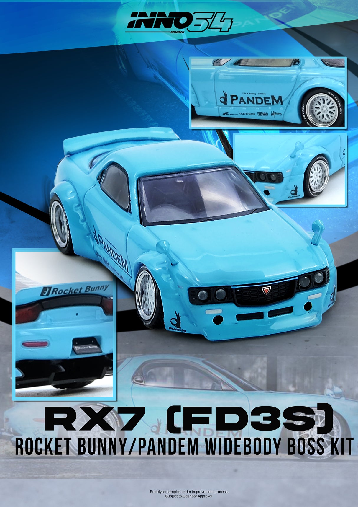 *PREORDER* INNO64 1:64 Pandem Rocket Bunny RX-7 (FD3S) in Tiffany Blue