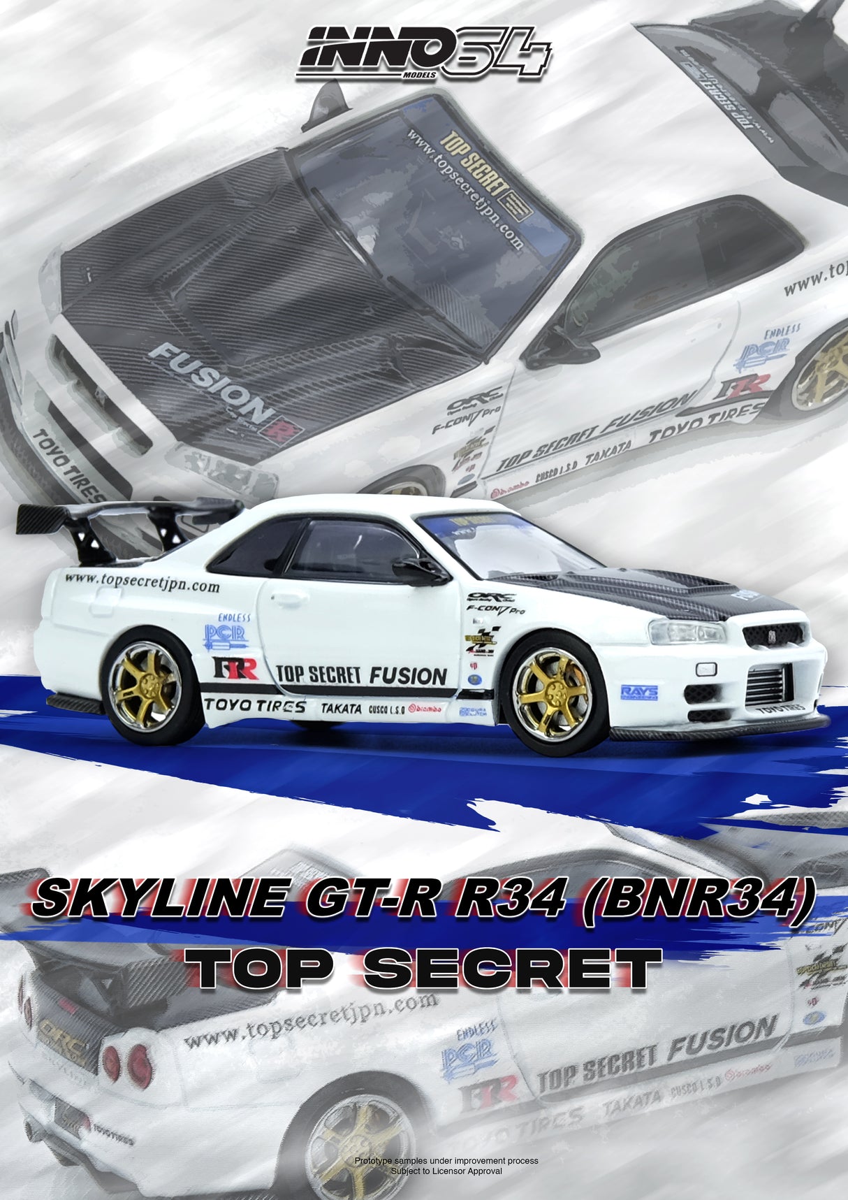 *PREORDER* INNO64 1:64 Top Secret Nissan Skyline GT-R R34 in White