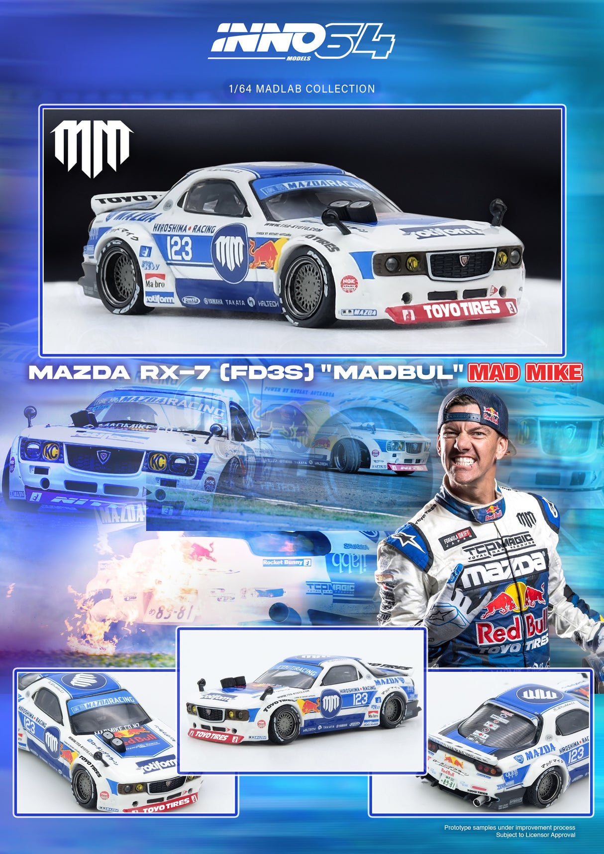 INNO64 1:64 Mazda RX-7 "PANDEM ROCKET BUNNY" MADBUL MADLAB COLLECTION 001