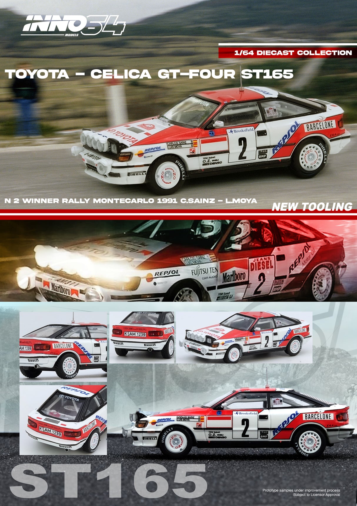 *PREORDER* INNO64 1:64 Toyota Celica GT-FOUR (ST165) Winner Rally Monte Carlo 1991 C. Sainz / L. Moya