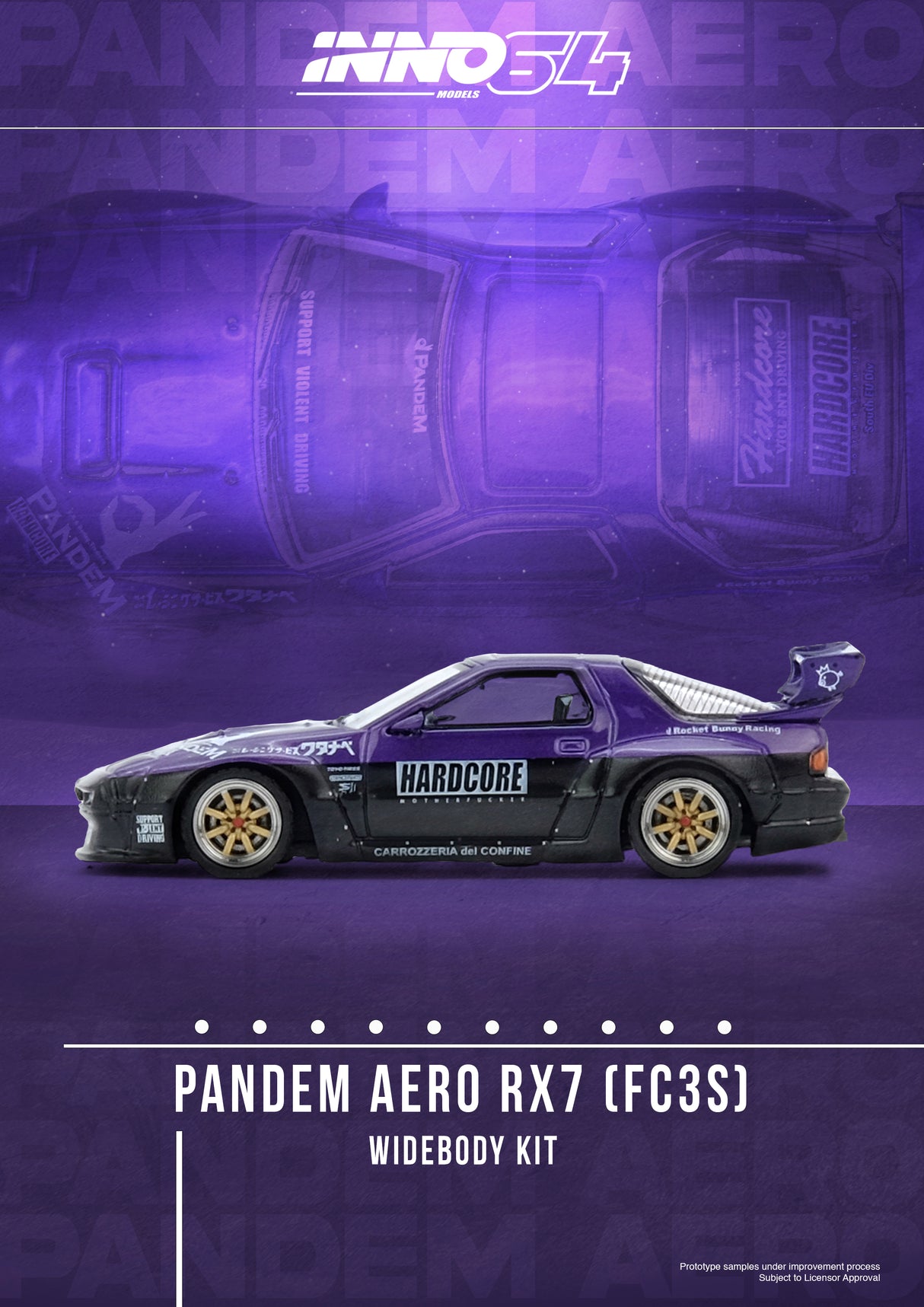 *PREORDER* INNO64 1:64 Mazda RX-7 (FC3S) "PANDEM ROCKET BUNNY" in Purple
