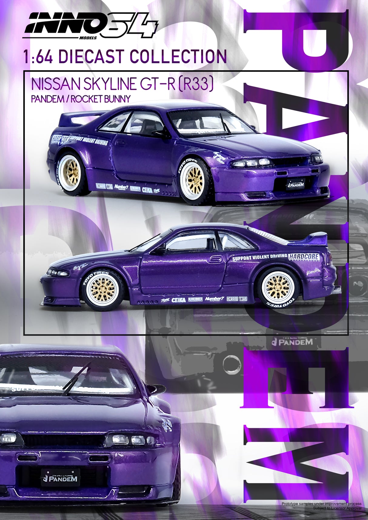 INNO64 1:64 Nissan Skyline GT-R (R33) "Pandem / Rocket Bunny" in Purple