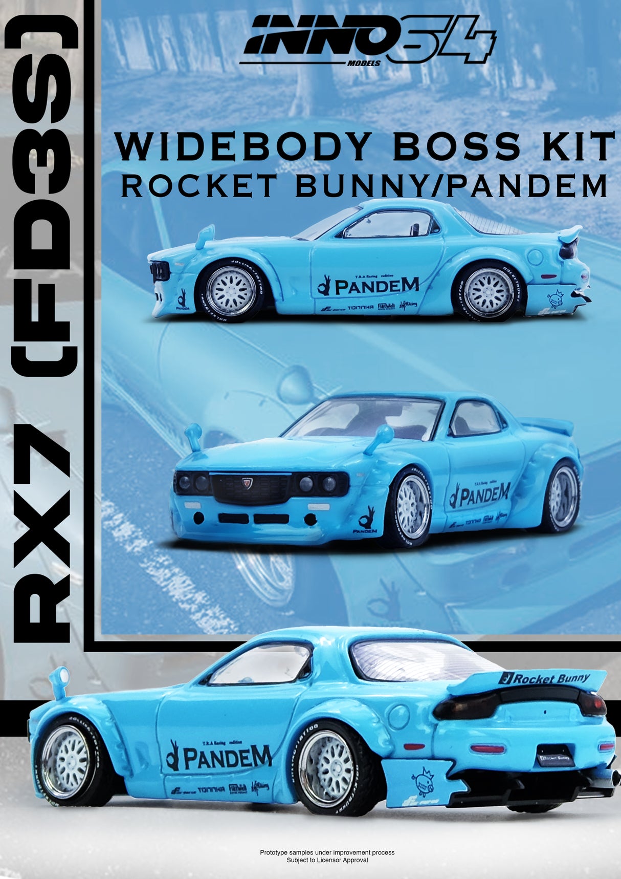 *PREORDER* INNO64 1:64 Pandem Rocket Bunny RX-7 (FD3S) in Tiffany Blue
