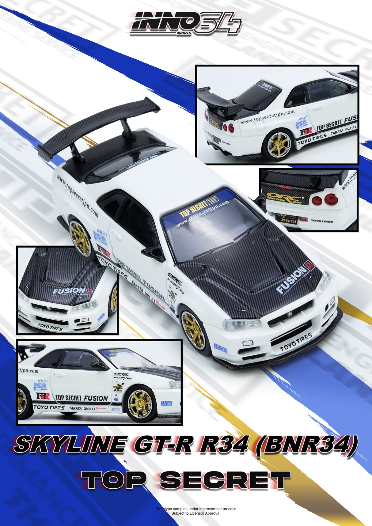 *PREORDER* INNO64 1:64 Top Secret Nissan Skyline GT-R R34 in White