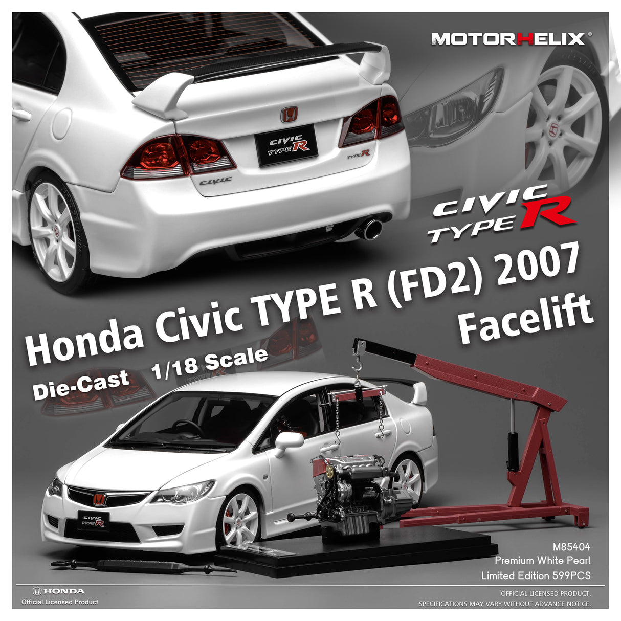 MotorHelix 1:18 Honda Civic Type-R (FD2) 2007 Facelift