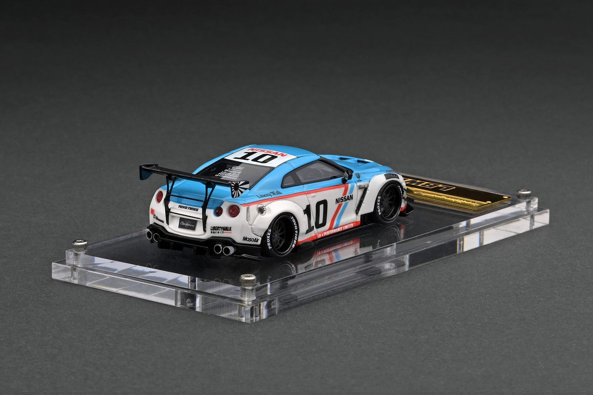 Ignition Model 1:64 Nissan Skyline GT-R R35 Liberty Walk Type 2 White & Blue