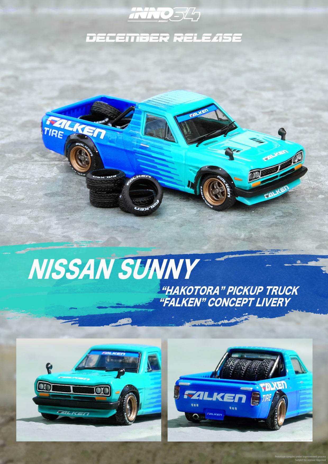 ⭐️ INNO サニートラック HAKOTORA FALKEN TIRES ⭐️ INNO 1:64 NISSAN SUNNY HAKOTORA FALKEN TIRES Concept Livery
