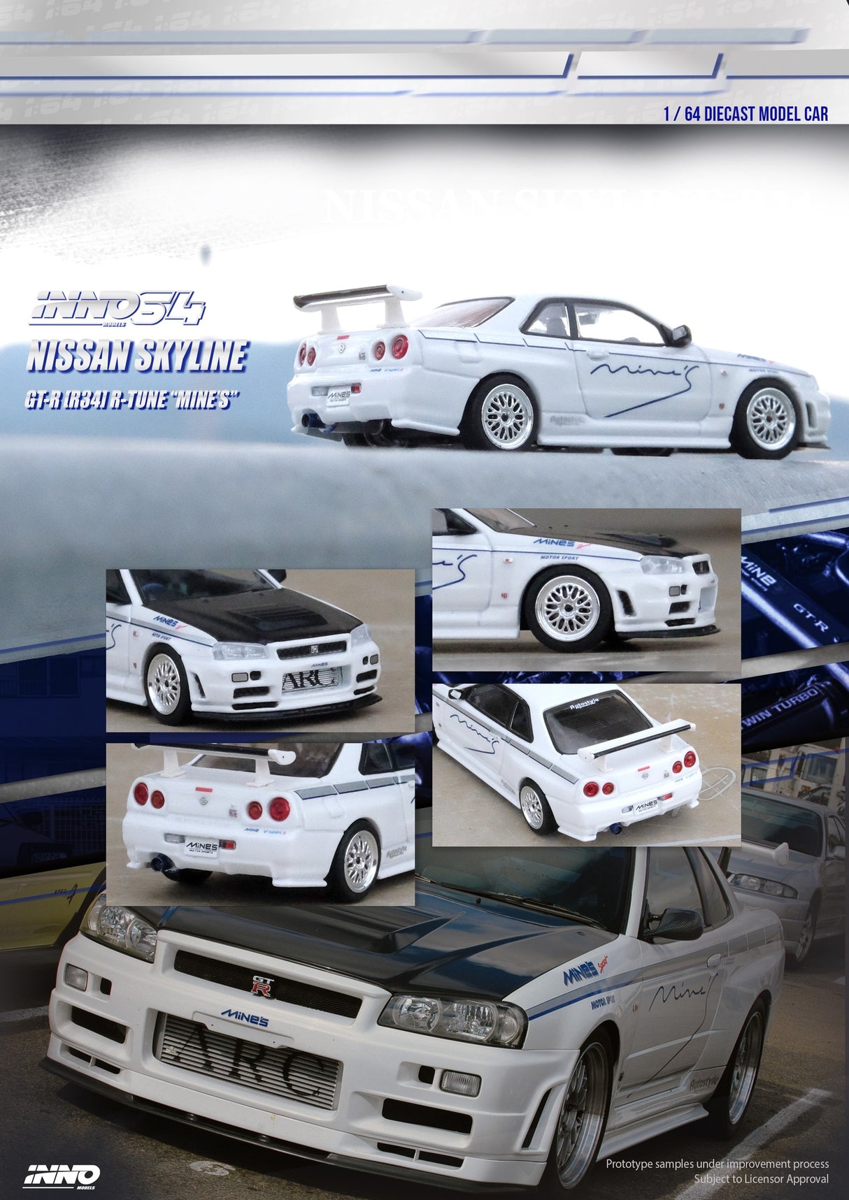 INNO64 1:64 Nissan Skyline GT-R (R34) R-Tune Tuned by "MINE'S"