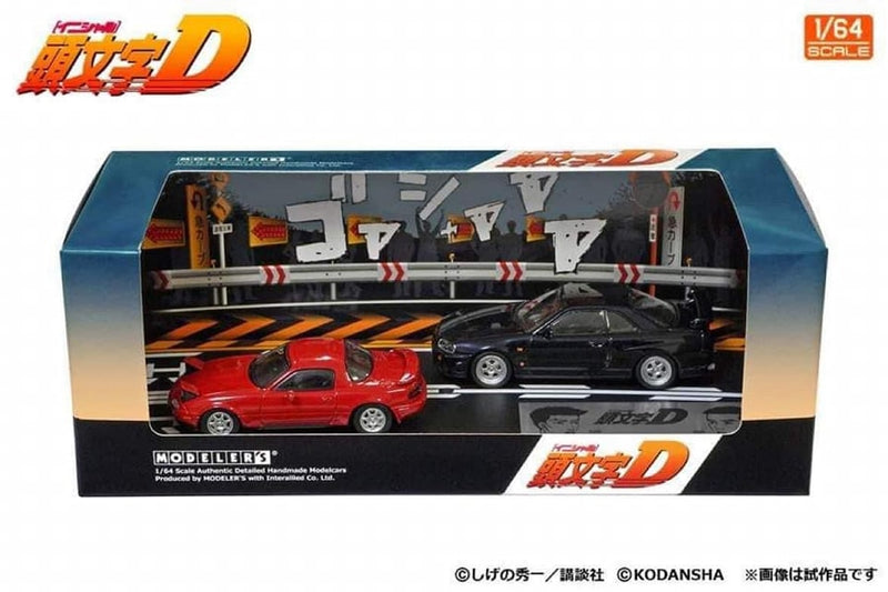 Initial D 1:64 Set Vol.11 4th Stage Suetsugu Tooru Roadster (NA6CE) Red & Atsuro Kawai Skyline (ER34)