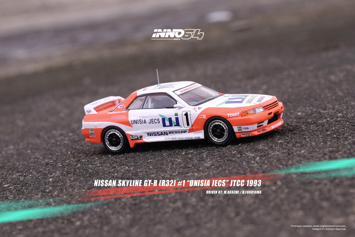 INNO64 1:64 Nissan Skyline GT-R (R32) #1 "UNISIA JECS" JTCC 1993 M. Hasemi / H. Fukuyama