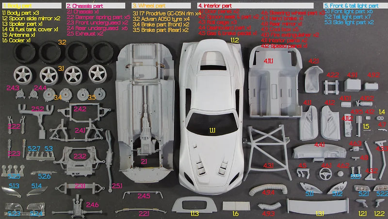 ZoomOn Z121 - 1/24 Honda S2000 Spoon Full Resin Kit