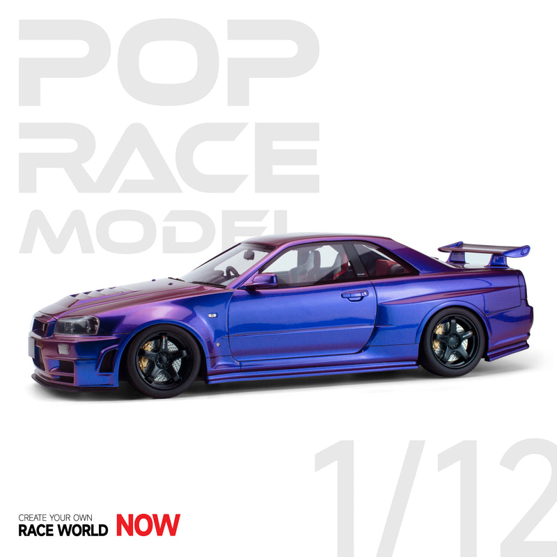 Pop Race 1/12 Nissan Skyline (BNR34) in Midnight Purple with Engine Display