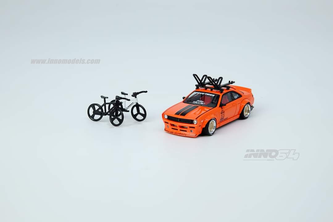 INNO Models 1:64 Nissan Silvia S14 Rocket Bunny Boss Aero with Rack and Bikes