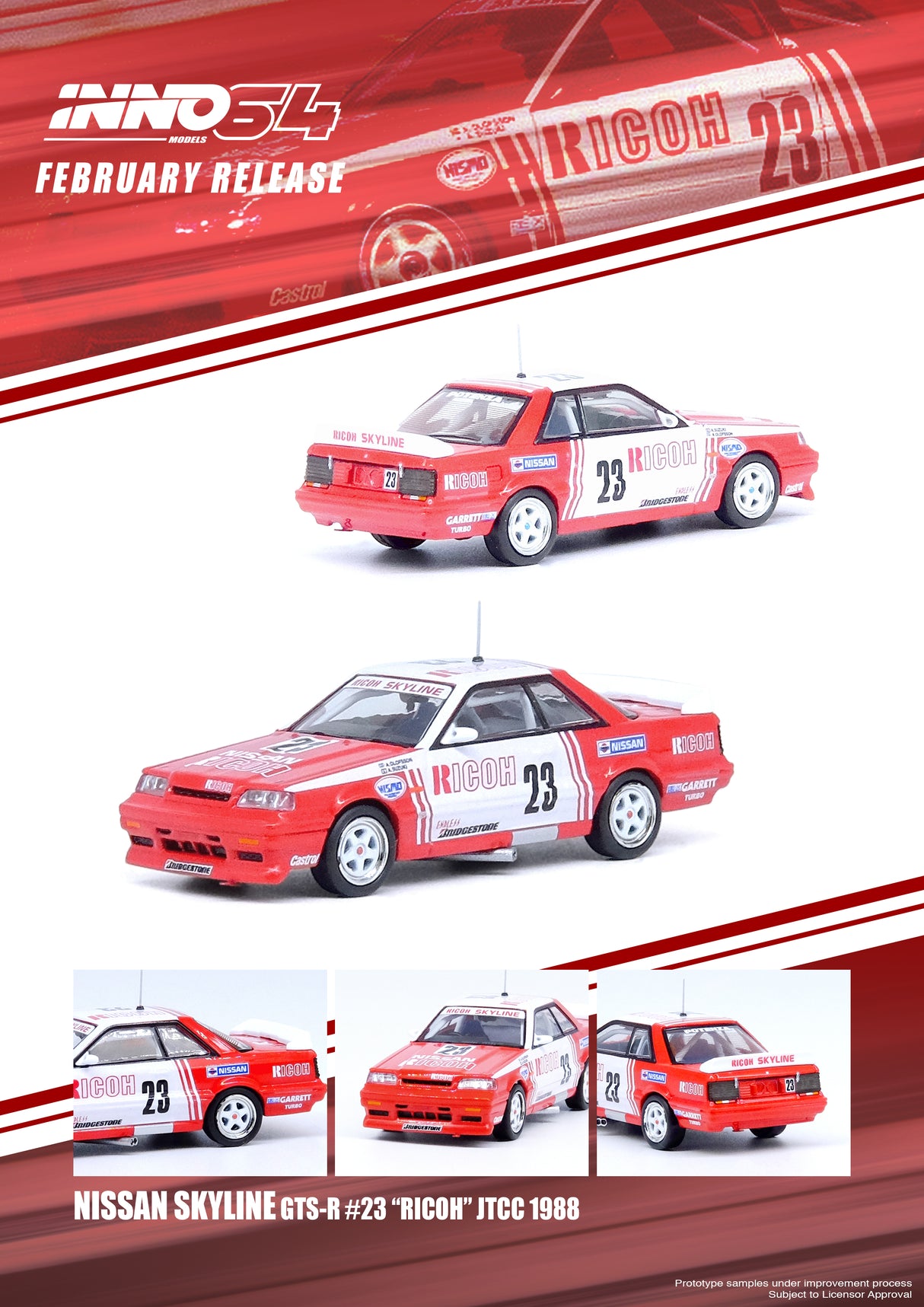 INNO Models 1:64 Nissan Skyline GTS-R (R31) #23 "Ricoh" JTCC 1988