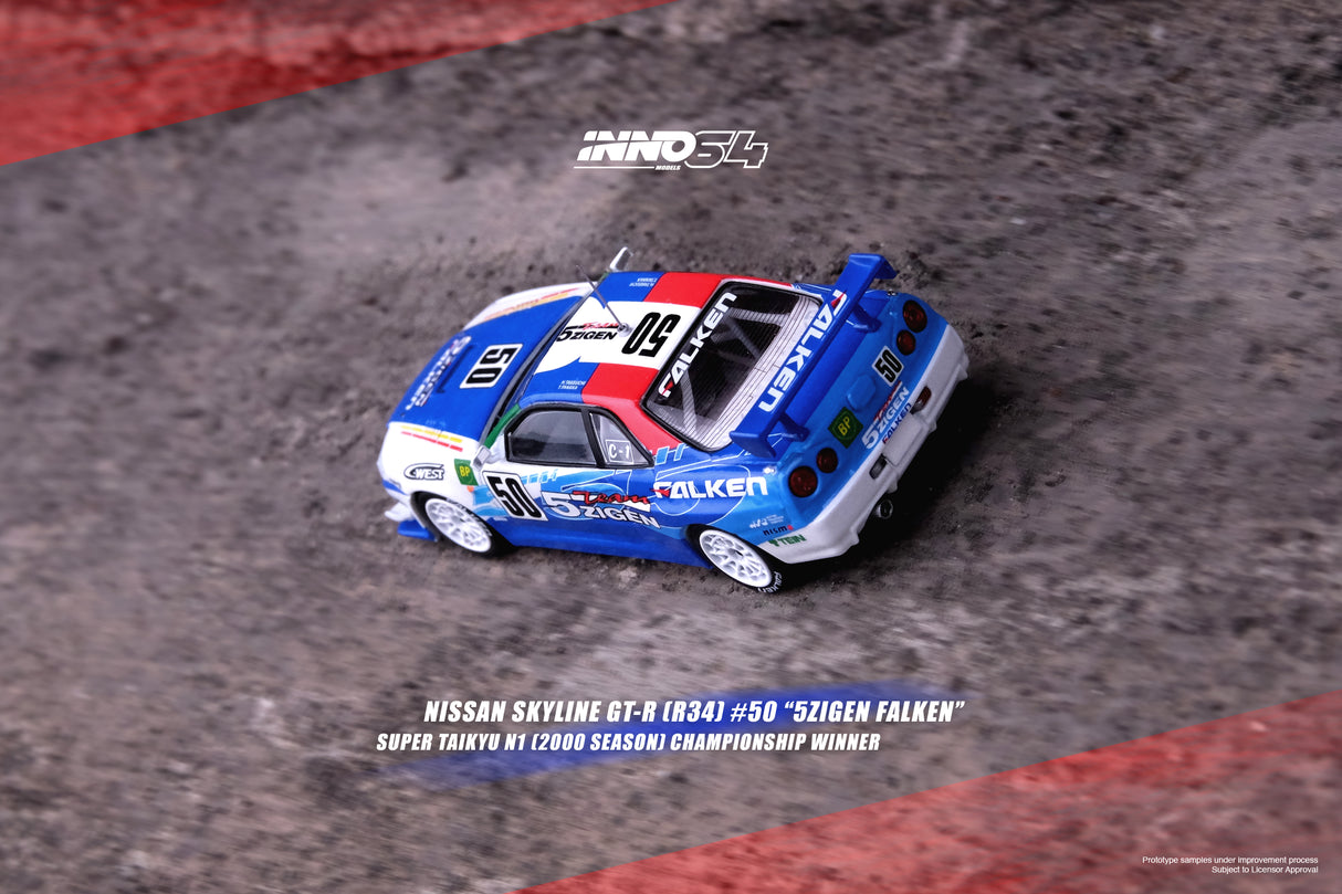 INNO64 1:64 Nissan Skyline GT-R (R34) #50 "5ZIGEN FALKEN" Super Taikyu 2000 N1 Championship Winner