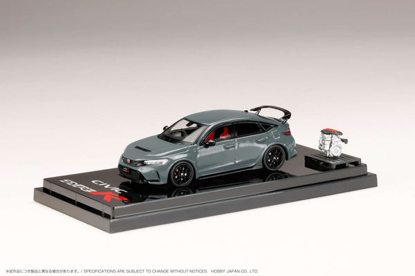 Hobby Japan 1:64 Honda Civic Type-R (FL5) with Engine Display Model in Sonic Gray Pearl