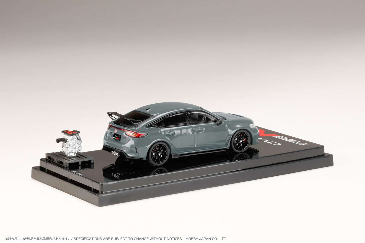 Hobby Japan 1:64 Honda Civic Type-R (FL5) with Engine Display Model in Sonic Gray Pearl