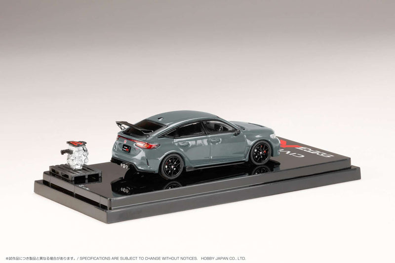 Hobby Japan 1:64 Honda Civic Type-R (FL5) with Engine Display Model in Sonic Gray Pearl