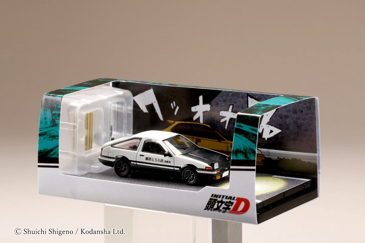 Hobby Japan 1:64 Toyota Sprinter Trueno GT APEX (AE86) 頭文字D PROJECT D OPEN HEADLIGHTS / WITH 4A-GE 5 VALVE DISPLAY MODEL